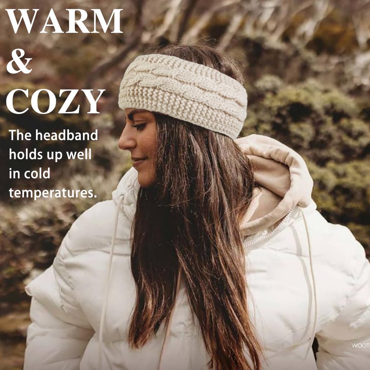3-Piece Winter Cable-Knit Headbands – Black, Red & Khaki