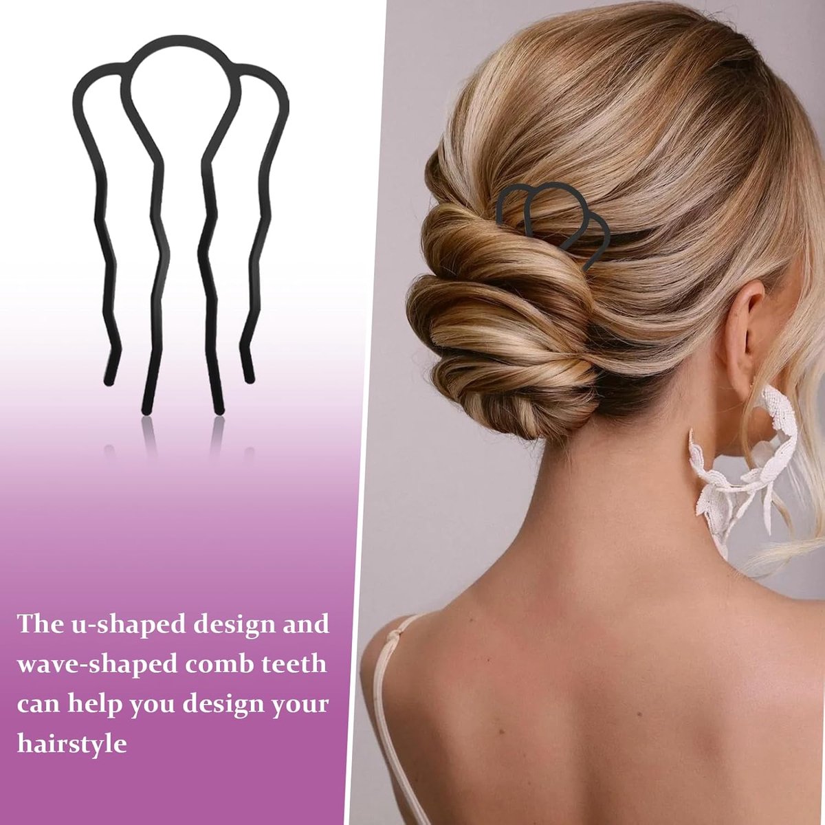 6-Piece French Metal Hair Comb Set – Black