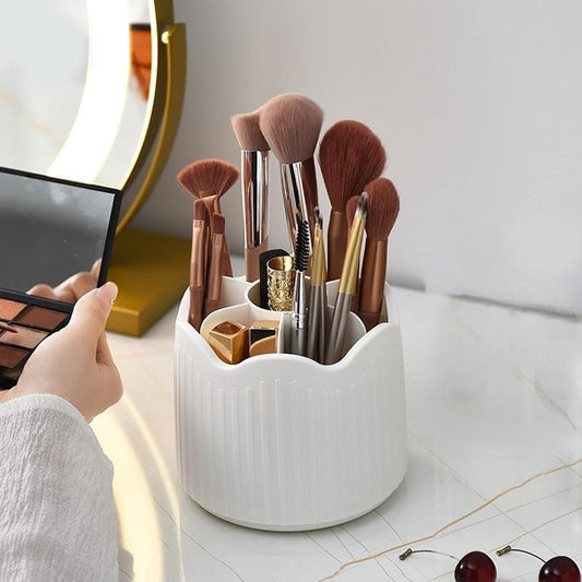 Makeup brush storage box - 360-degree rotatable - White
