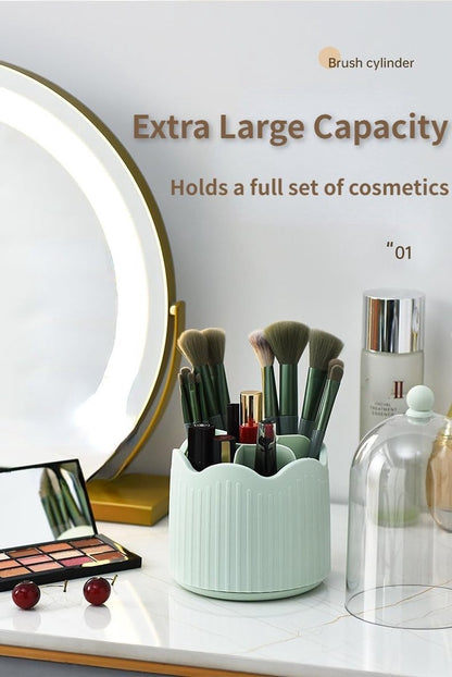 Makeup brush storage box - 360-degree rotatable - White