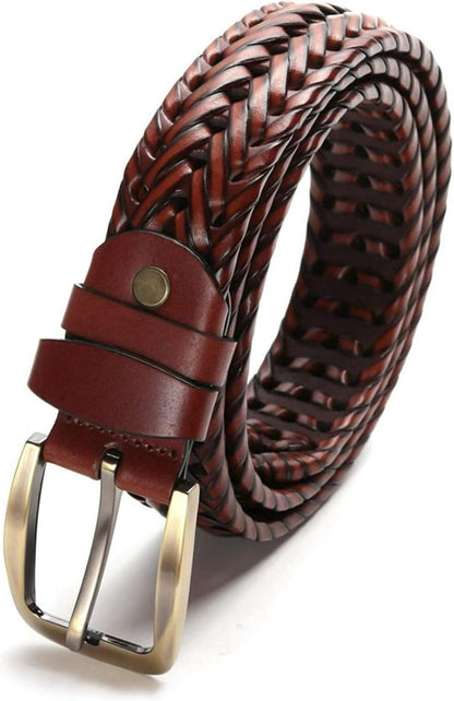 Men's Belts - Women's Belts - Casual Belts Made of Genuine Leather - Durable - Mesh Weave Design