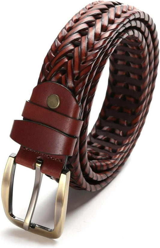 Men's Belts - Women's Belts - Casual Belts Made of Genuine Leather - Durable - Mesh Weave Design