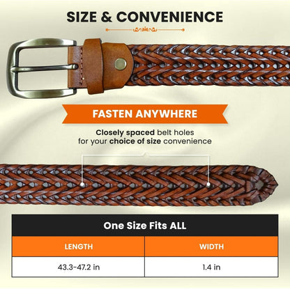 Men's Belts - Women's Belts - Casual Belts Made of Genuine Leather - Durable - Mesh Weave Design