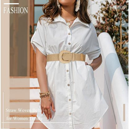 Fashionable Bohemian belts - Rattan belts Raffia women's belts