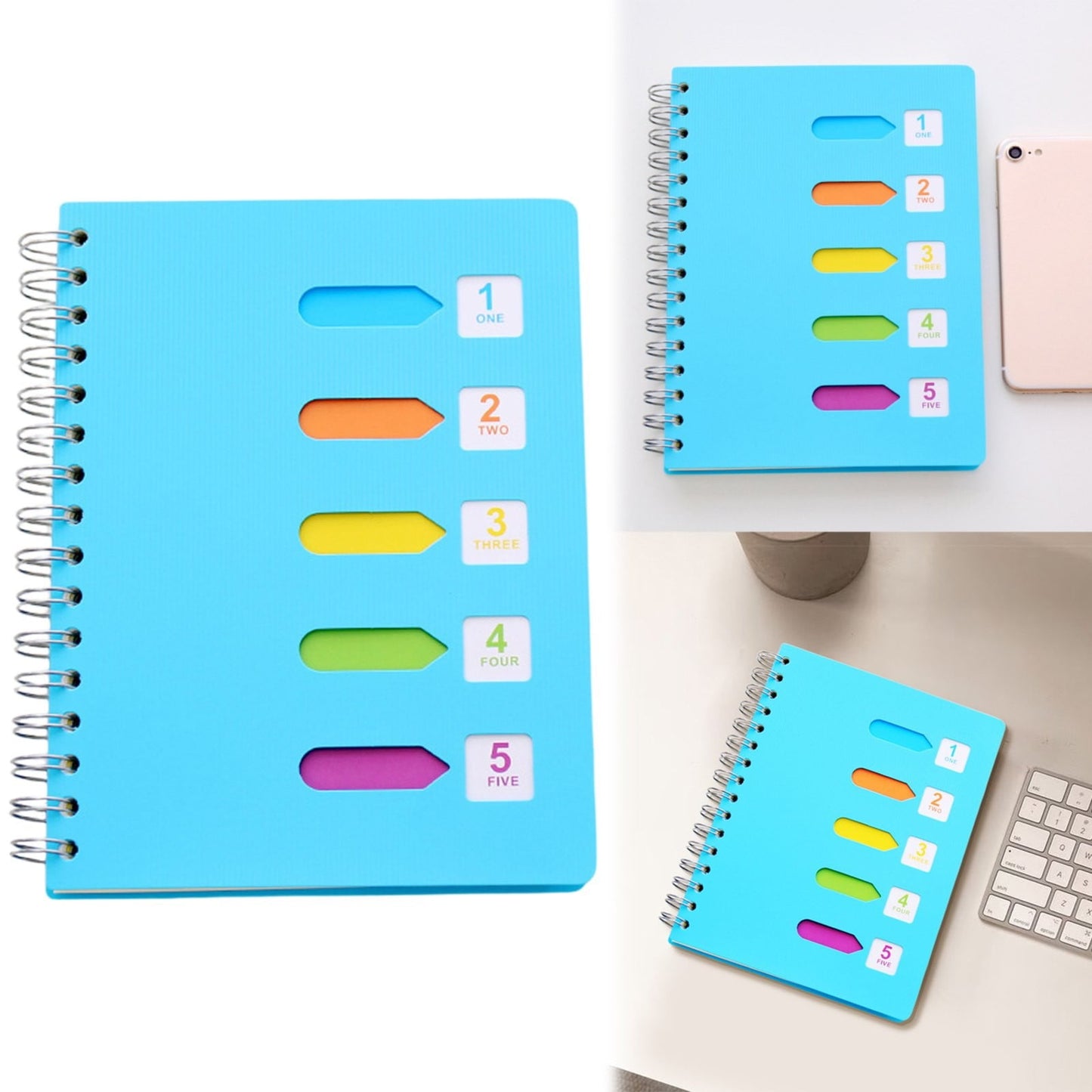 5-Subject Spiral Notebook – 220 Pages, Removable Dividers, 5 x 7 Inch