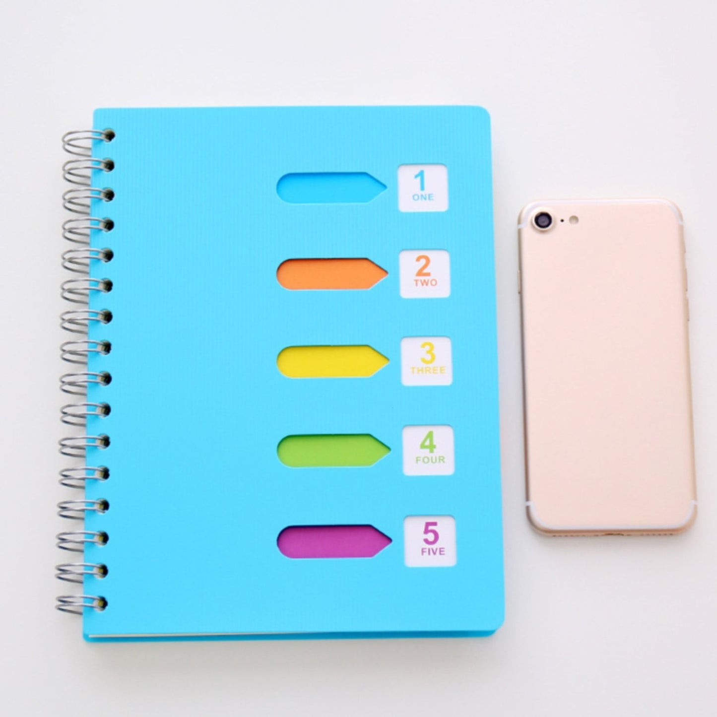 5-Subject Spiral Notebook – 220 Pages, Removable Dividers, 5 x 7 Inch