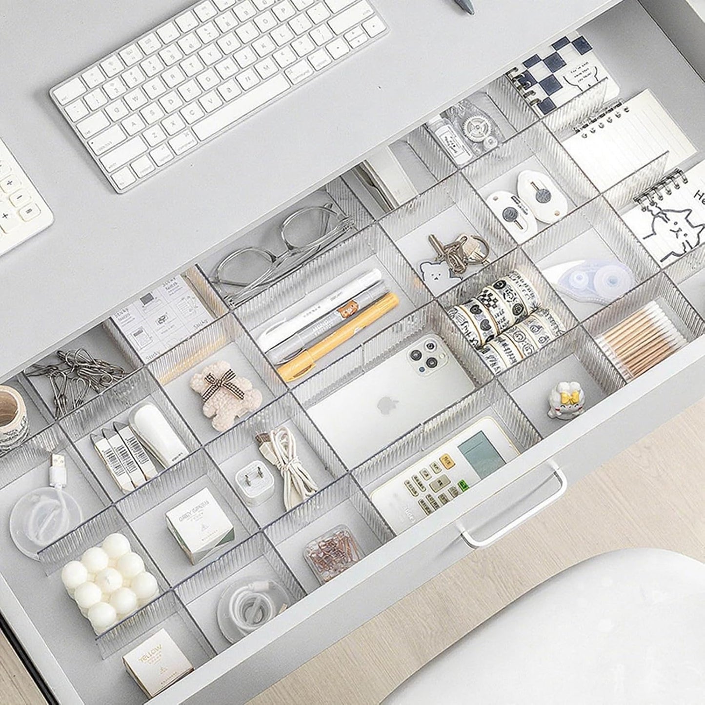 Drawer dividers with clips - Adjustable drawer divider - 2mm - Transparent