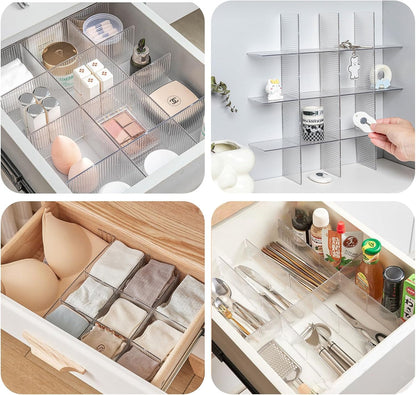 Drawer dividers with clips - Adjustable drawer divider - 2mm - Transparent