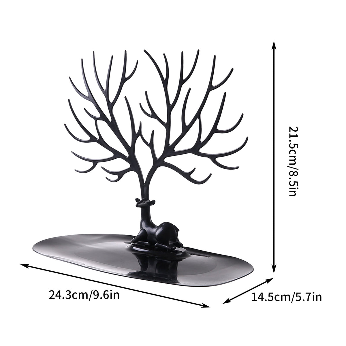 White Deer Tree Jewellery Stand & Tray
