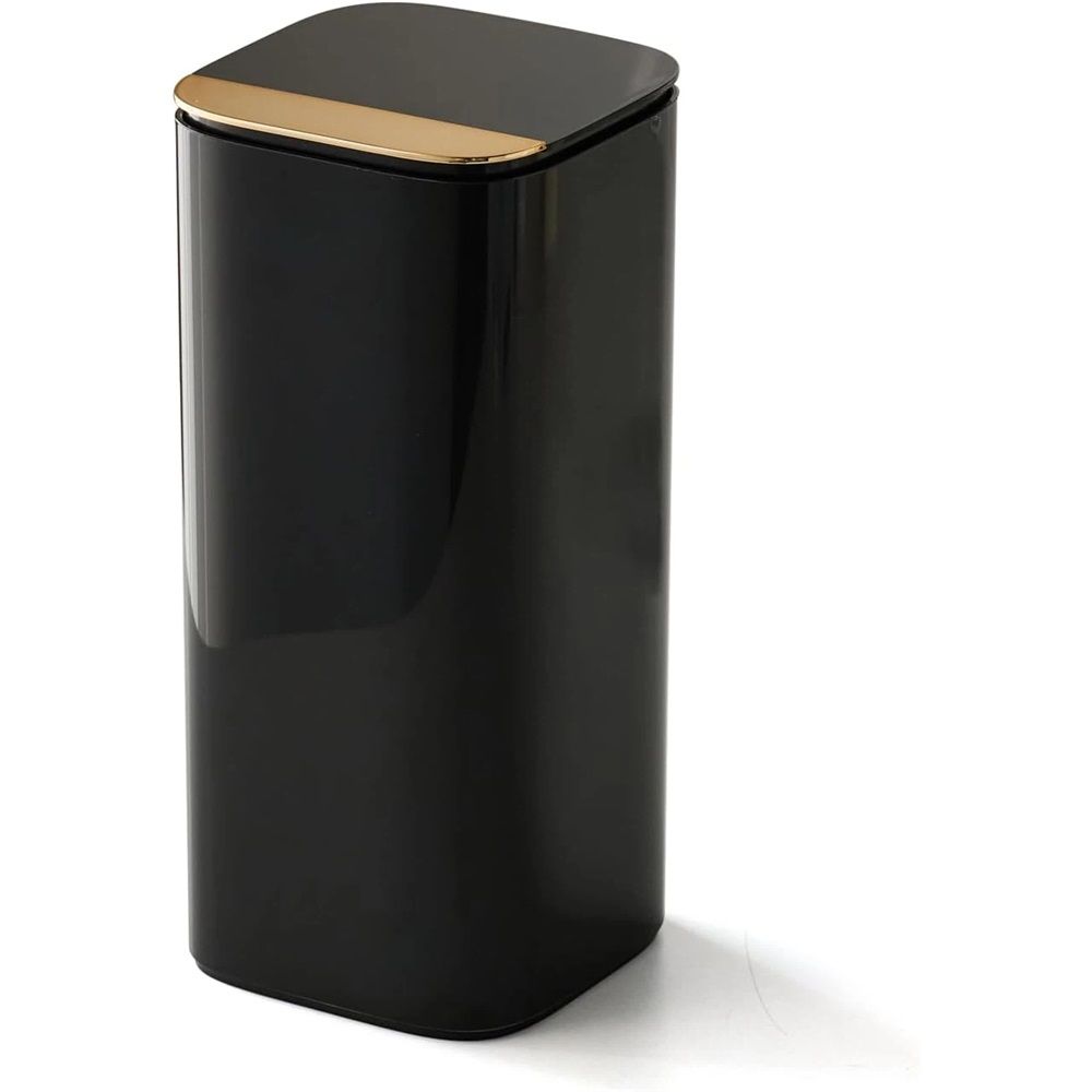 Pop-Up Makeup Brush Holder with Lid – Black & Gold