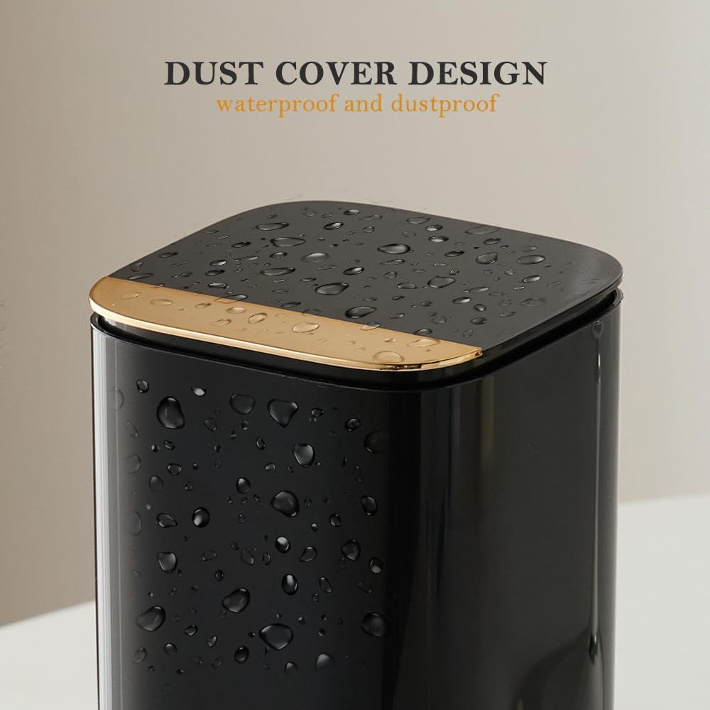 Pop-Up Makeup Brush Holder with Lid – Black & Gold