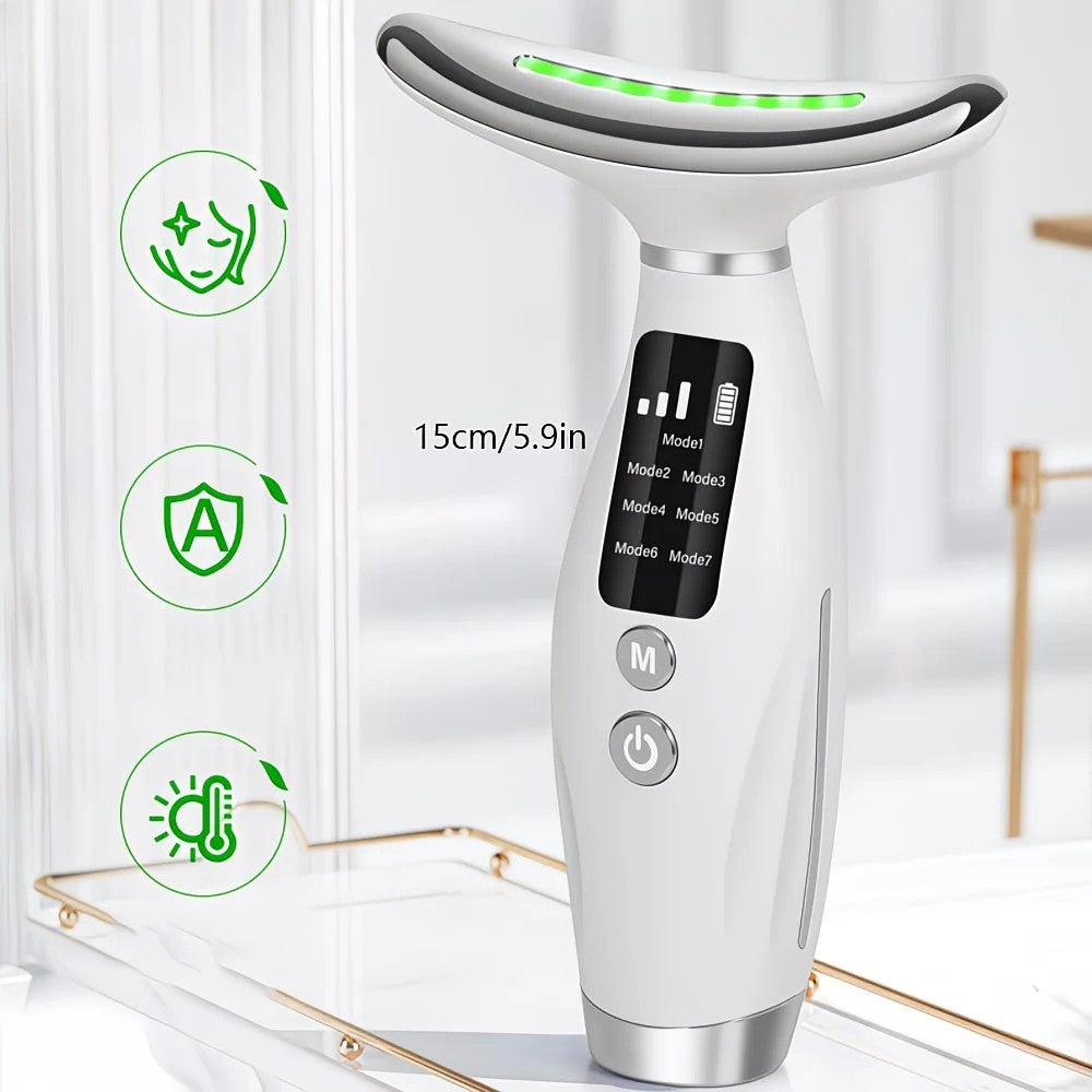 Rechargeable Facial and Neck Beauty Device, 7-Mode Facial Massage