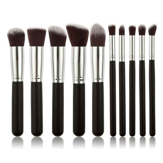 10pcs Professional Makeup Brushes Set, Silver Black