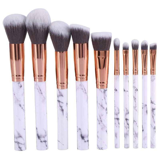 10pcs Professional Makeup Brushes Set in Marble White