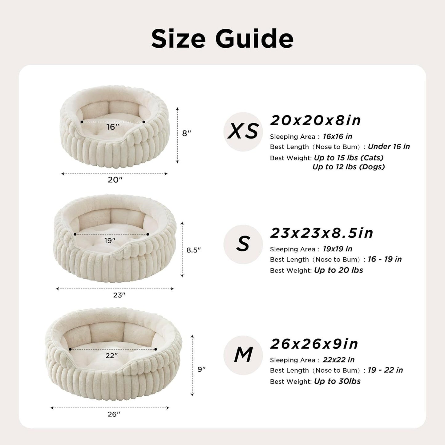 Medium Dog Bed – Super Soft Corduroy Round Pet Bed with Anti-Slip Bottom, Washable, Warm Gray