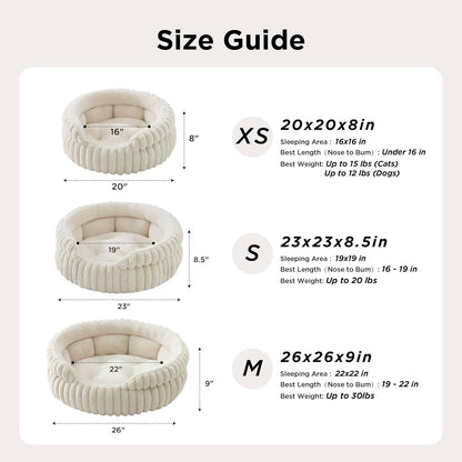 Medium Dog Bed – Super Soft Corduroy Round Pet Bed with Anti-Slip Bottom, Washable, Warm Gray