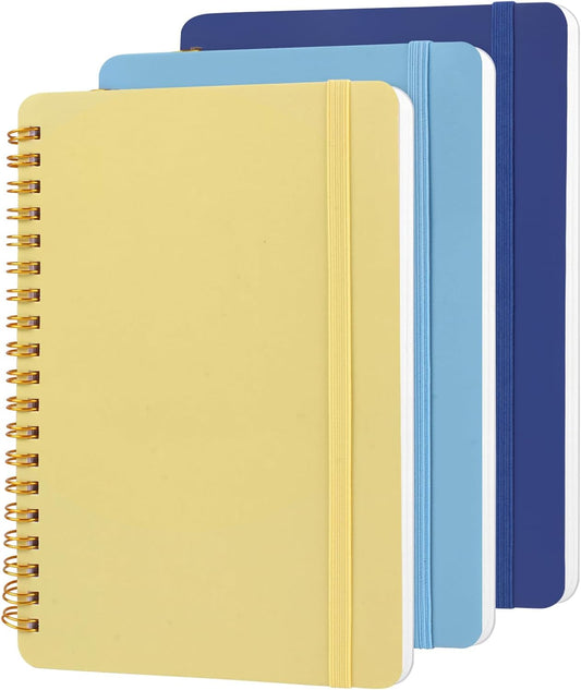 3-Pack Small Spiral Notebooks – 5 x 7 Inch Blue & Morandi Journals