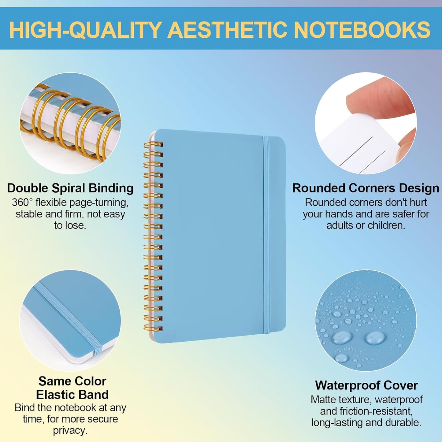 3-Pack Small Spiral Notebooks – 5 x 7 Inch Blue & Morandi Journals