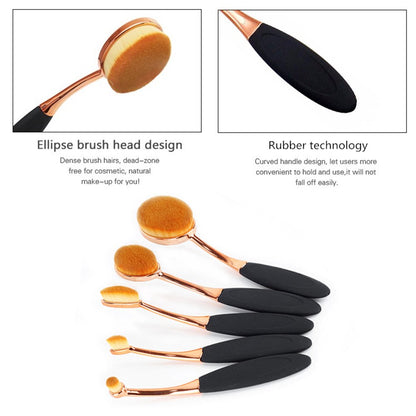 5 Pieces Oval Makeup Brush Set