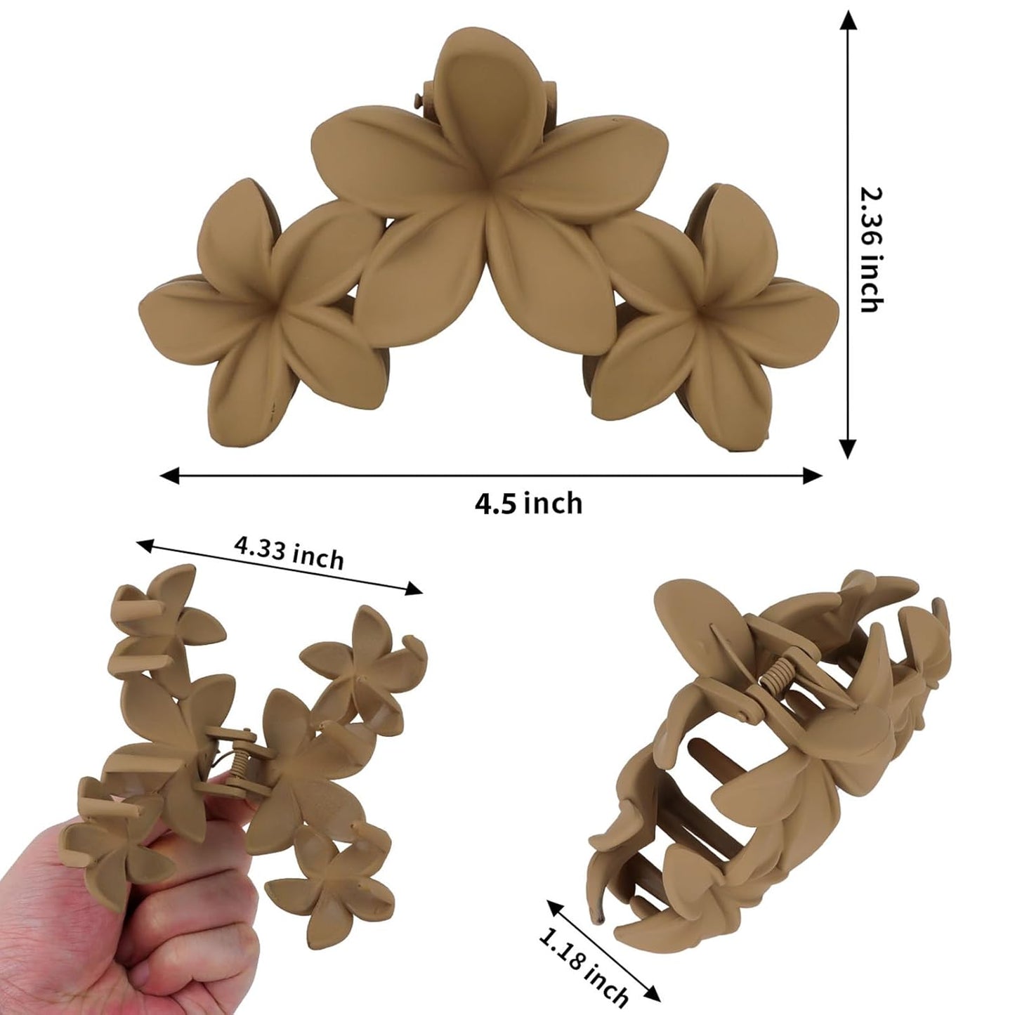 4-Pack Large 11.5cm Hair Clips – Strong Grip Anti-Slip Flower Hair Claw Clips