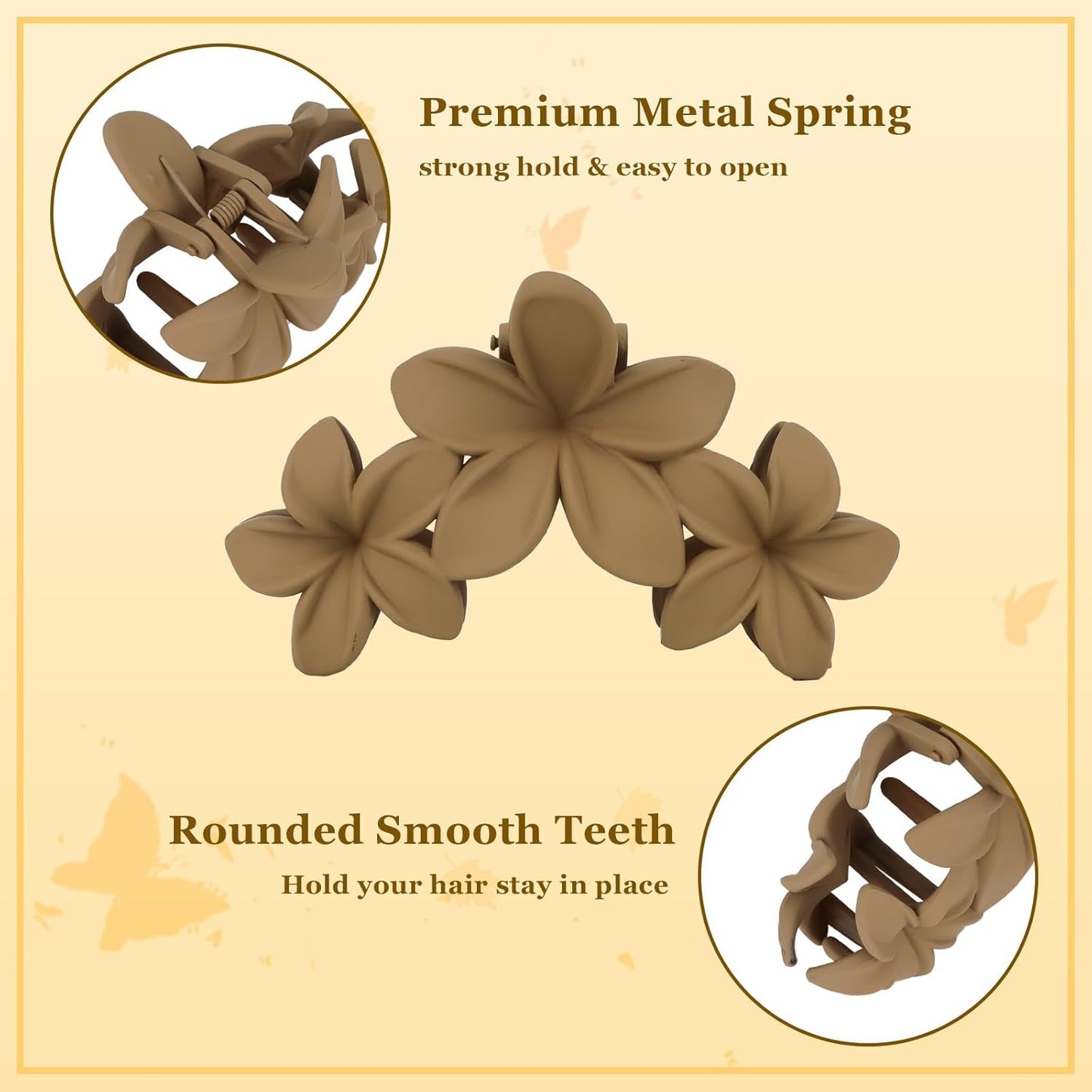 4-Pack Large 11.5cm Hair Clips – Strong Grip Anti-Slip Flower Hair Claw Clips
