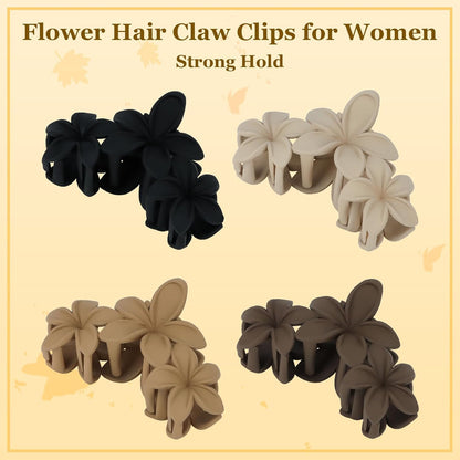 4-Pack Large 11.5cm Hair Clips – Strong Grip Anti-Slip Flower Hair Claw Clips