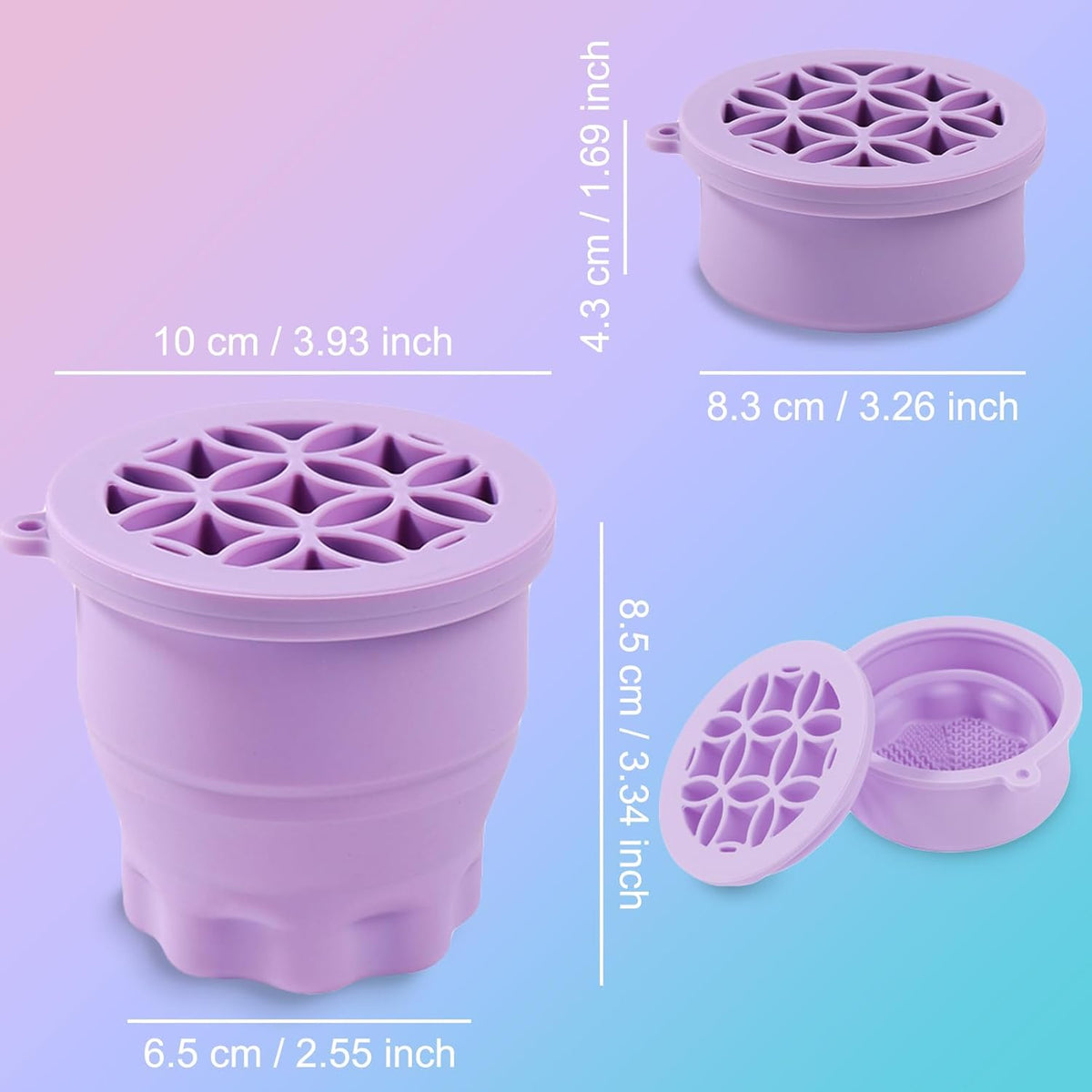 2-in-1 Silicone Makeup Brush Cleaner & Holder – Purple