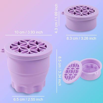 2-in-1 Silicone Makeup Brush Cleaner & Holder – Purple