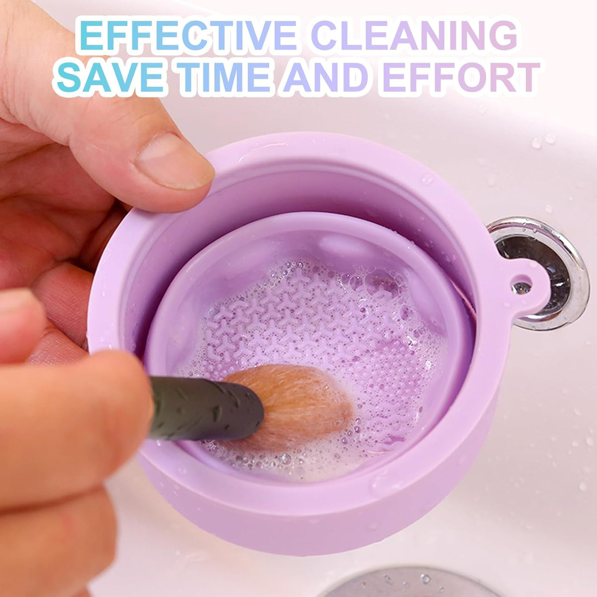 2-in-1 Silicone Makeup Brush Cleaner & Holder – Purple
