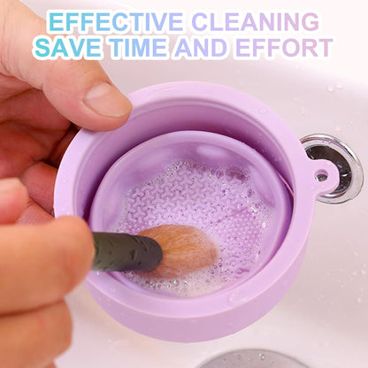 2-in-1 Silicone Makeup Brush Cleaner & Holder – Purple