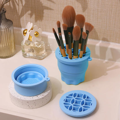 2-in-1 Silicone Makeup Brush Cleaner & Holder – Purple