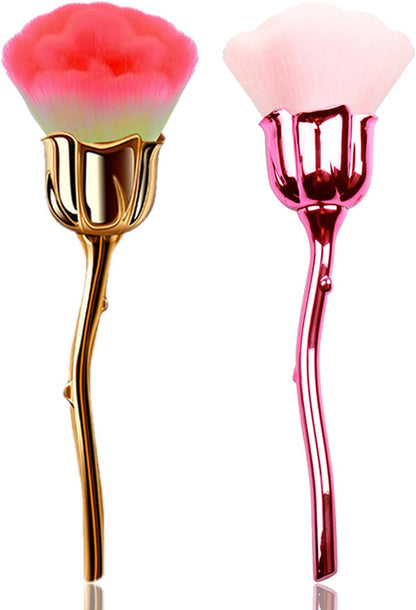 2-Piece Rose Makeup Brush Set – Gold & Pink