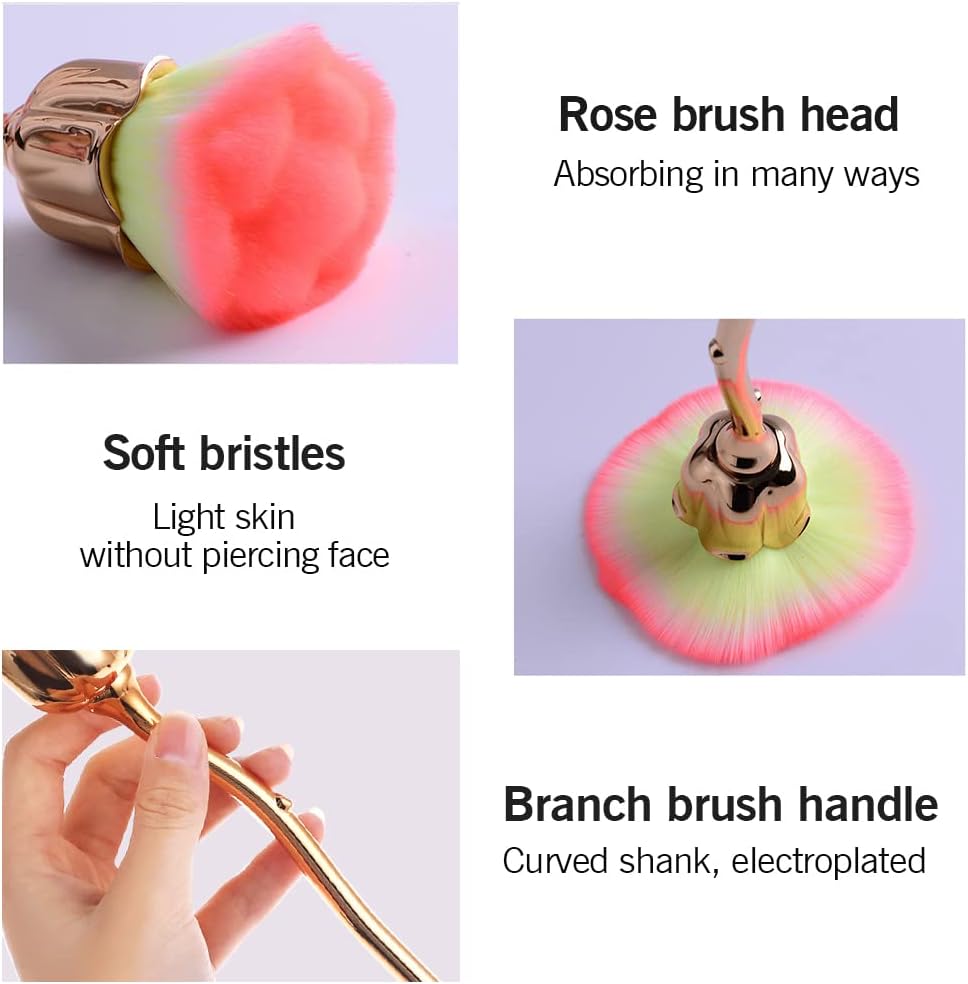 2-Piece Rose Makeup Brush Set – Gold & Pink