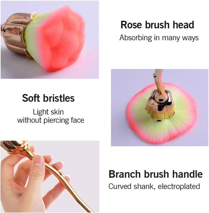 2-Piece Rose Makeup Brush Set – Gold & Pink