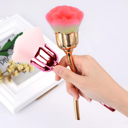 2-Piece Rose Makeup Brush Set – Gold & Pink