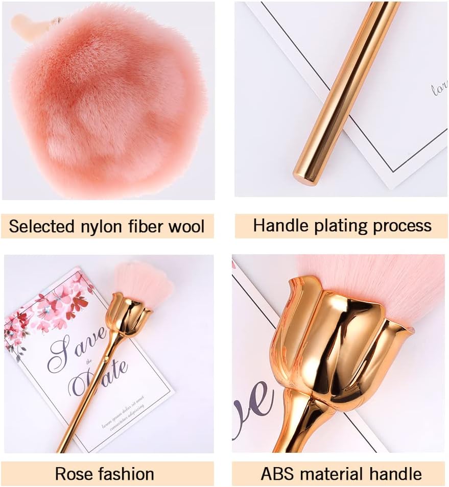 2-Piece Rose Makeup Brush Set – Gold & Pink