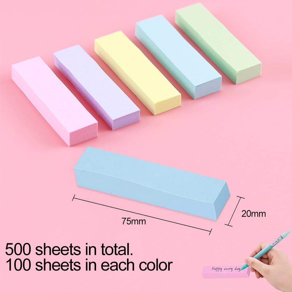 500 Pastel Sticky Notes – 5 Colours, Removable Self-Adhesive Notes