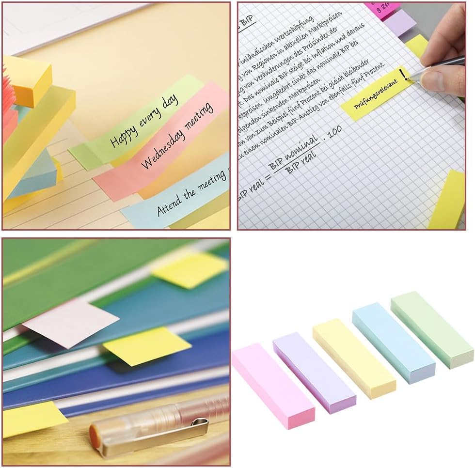 500 Pastel Sticky Notes – 5 Colours, Removable Self-Adhesive Notes