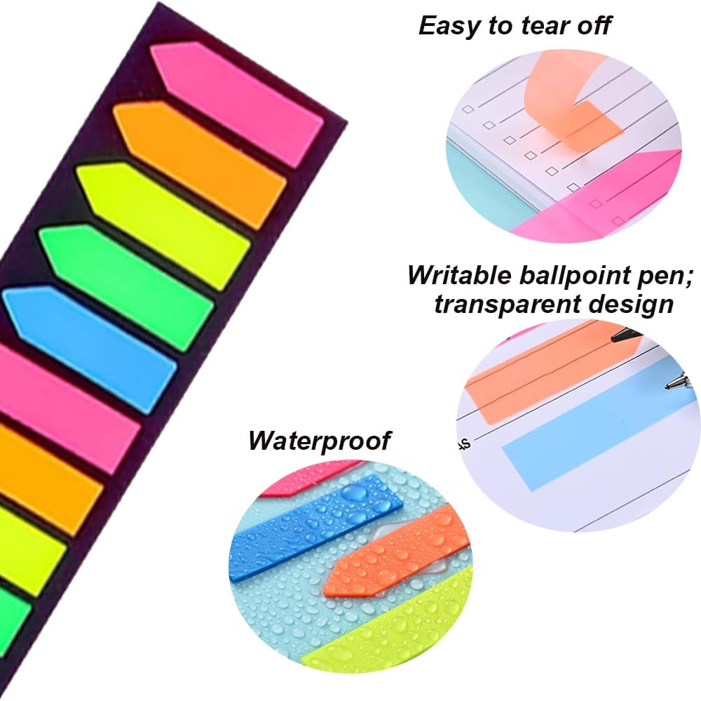 200 Sticky Note Labels & Bookmarks – 2 Shapes for Easy Organisation