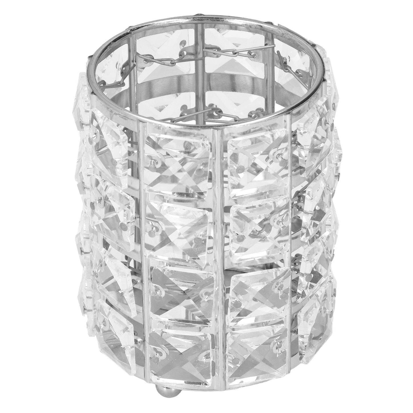 Makeup Brush Holder Crystal Metal Durable Elegant Style Wide Application Pen Holder for Brush Pencil Jewelry Silver