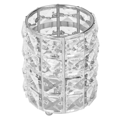 Makeup Brush Holder Crystal Metal Durable Elegant Style Wide Application Pen Holder for Brush Pencil Jewelry Silver