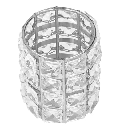 Makeup Brush Holder Crystal Metal Durable Elegant Style Wide Application Pen Holder for Brush Pencil Jewelry Silver