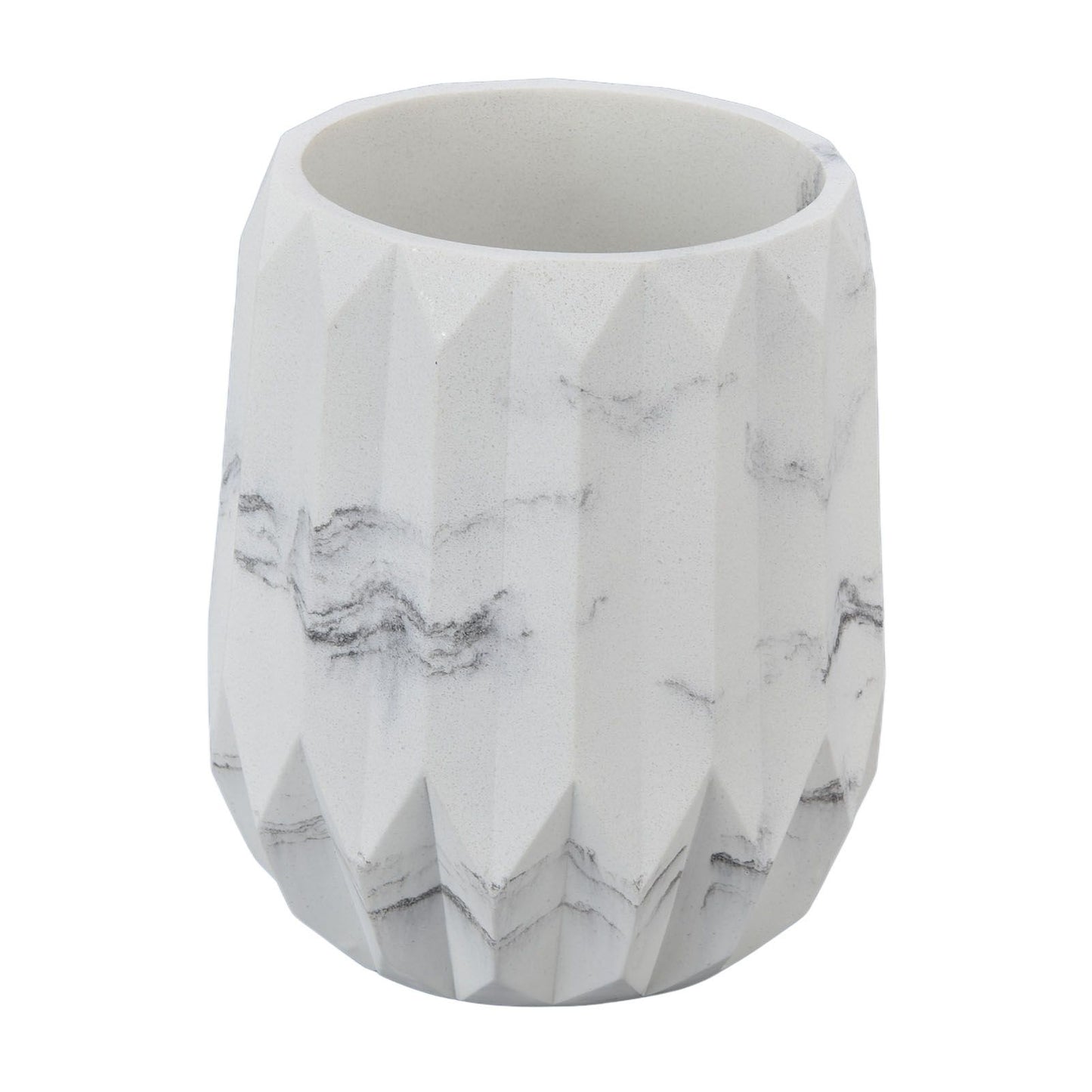 Makeup Brush Holder Durable Glossy Resin Large Capacity Modern Design Marble Vein Makeup Brush Organizer