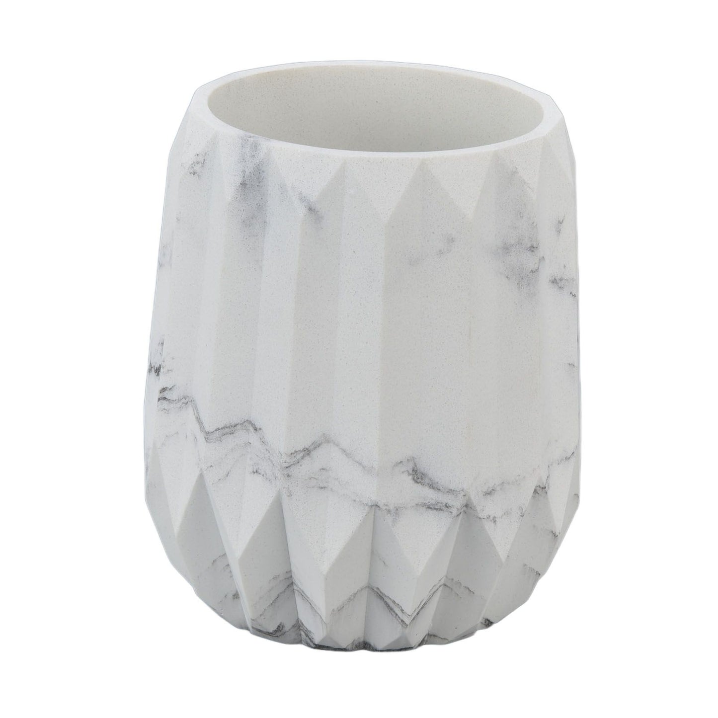 Makeup Brush Holder Durable Glossy Resin Large Capacity Modern Design Marble Vein Makeup Brush Organizer