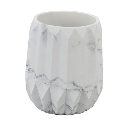 Makeup Brush Holder Durable Glossy Resin Large Capacity Modern Design Marble Vein Makeup Brush Organizer