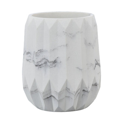 Makeup Brush Holder Durable Glossy Resin Large Capacity Modern Design Marble Vein Makeup Brush Organizer