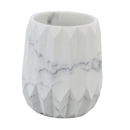 Makeup Brush Holder Durable Glossy Resin Large Capacity Modern Design Marble Vein Makeup Brush Organizer