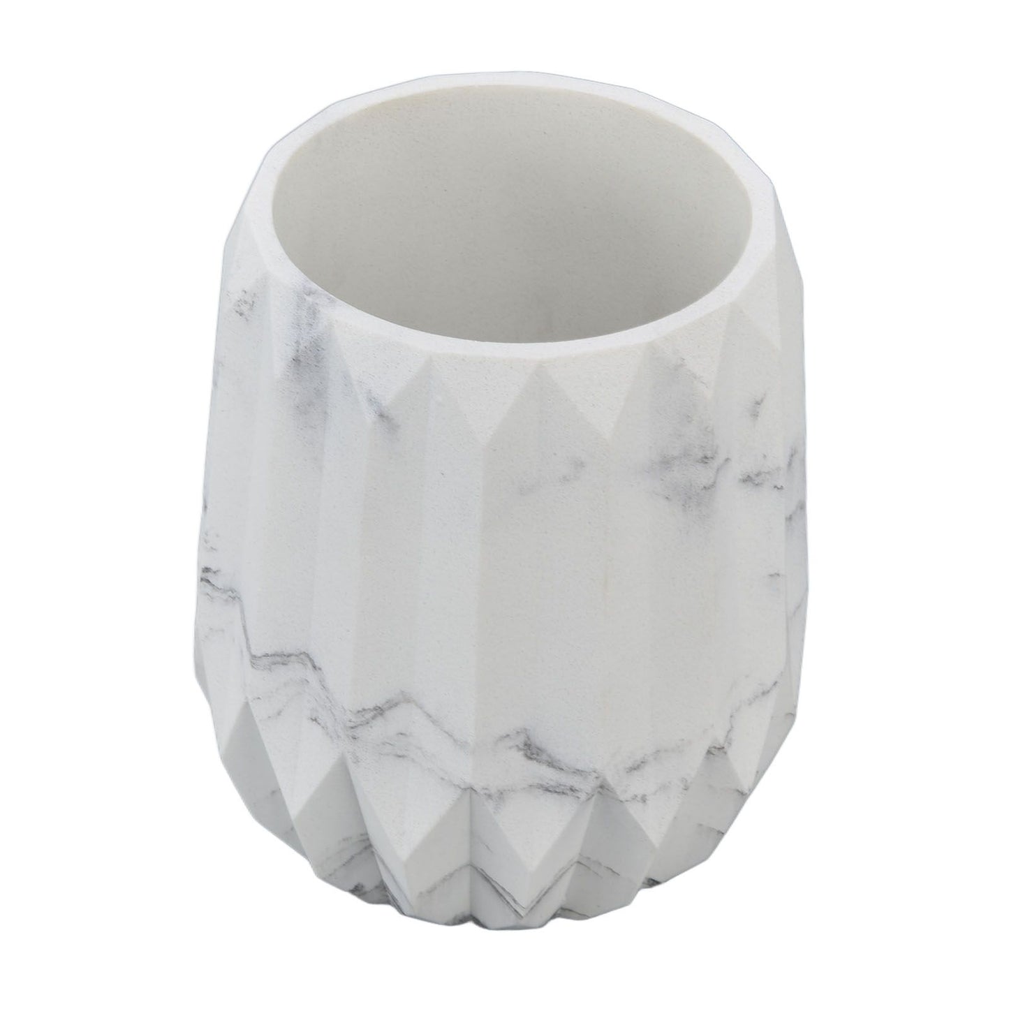 Makeup Brush Holder Durable Glossy Resin Large Capacity Modern Design Marble Vein Makeup Brush Organizer