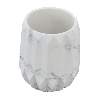 Makeup Brush Holder Durable Glossy Resin Large Capacity Modern Design Marble Vein Makeup Brush Organizer