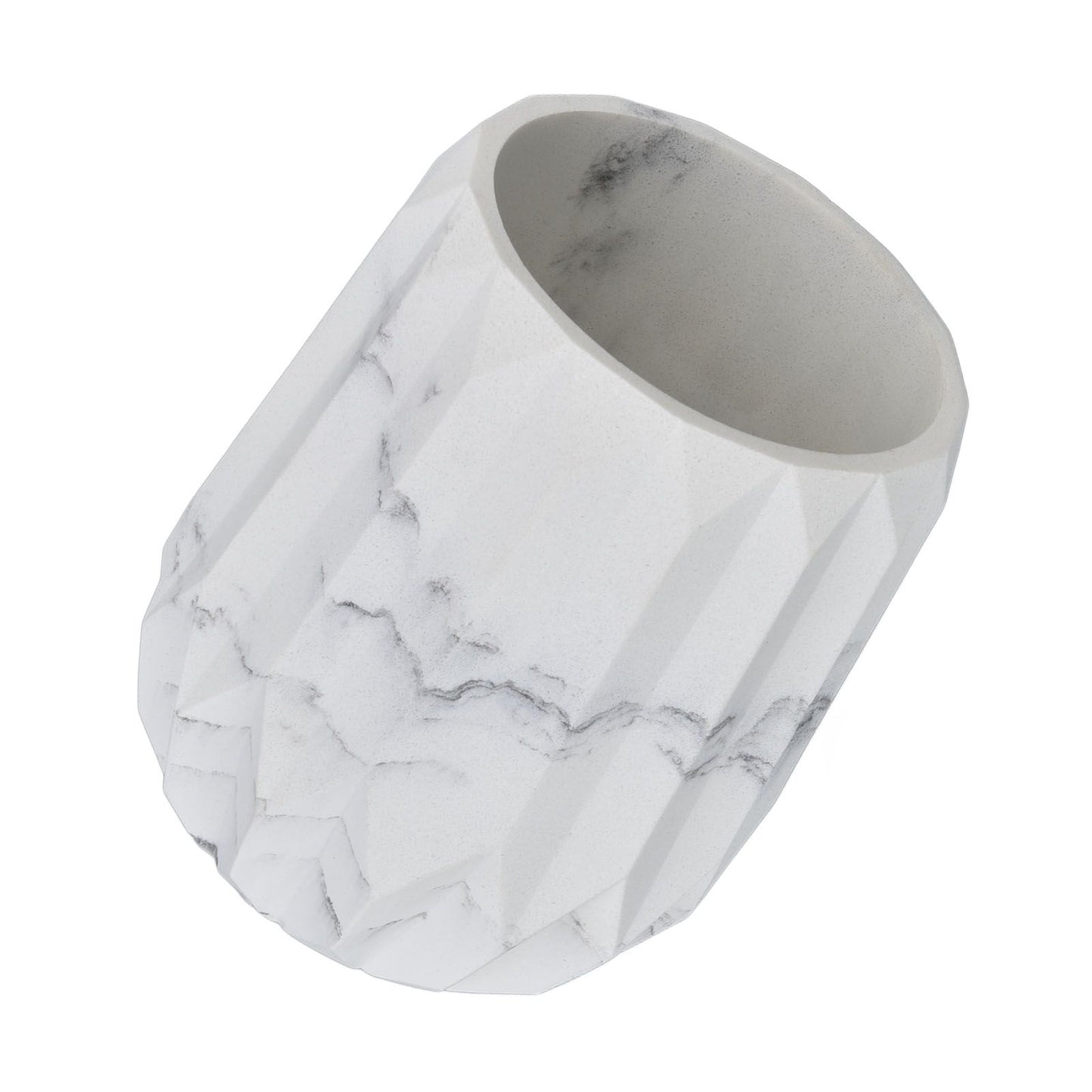 Makeup Brush Holder Durable Glossy Resin Large Capacity Modern Design Marble Vein Makeup Brush Organizer